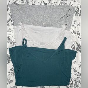 Women's Teal, White, and Gray Camisole Set